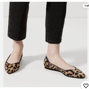 Rothy's Leopard Knit Pointed Flats with Blue Heel Tab